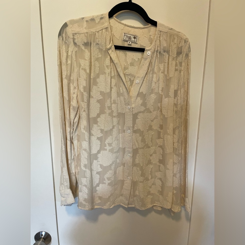 Mille floral Resort & Travel Button Up Blouse SZ M